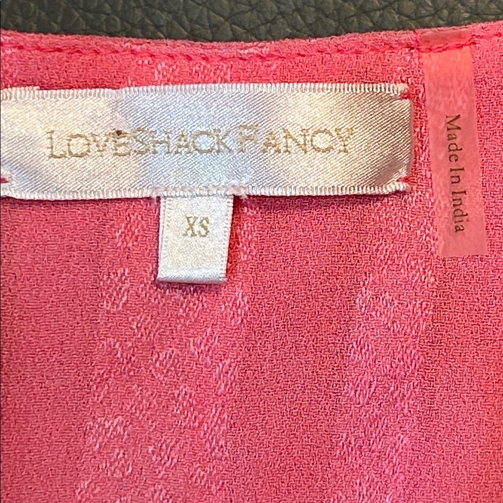 Love Shack Fancy Pink Ruffled Short Sleeve Dress, size XS - Picture 2 of 8